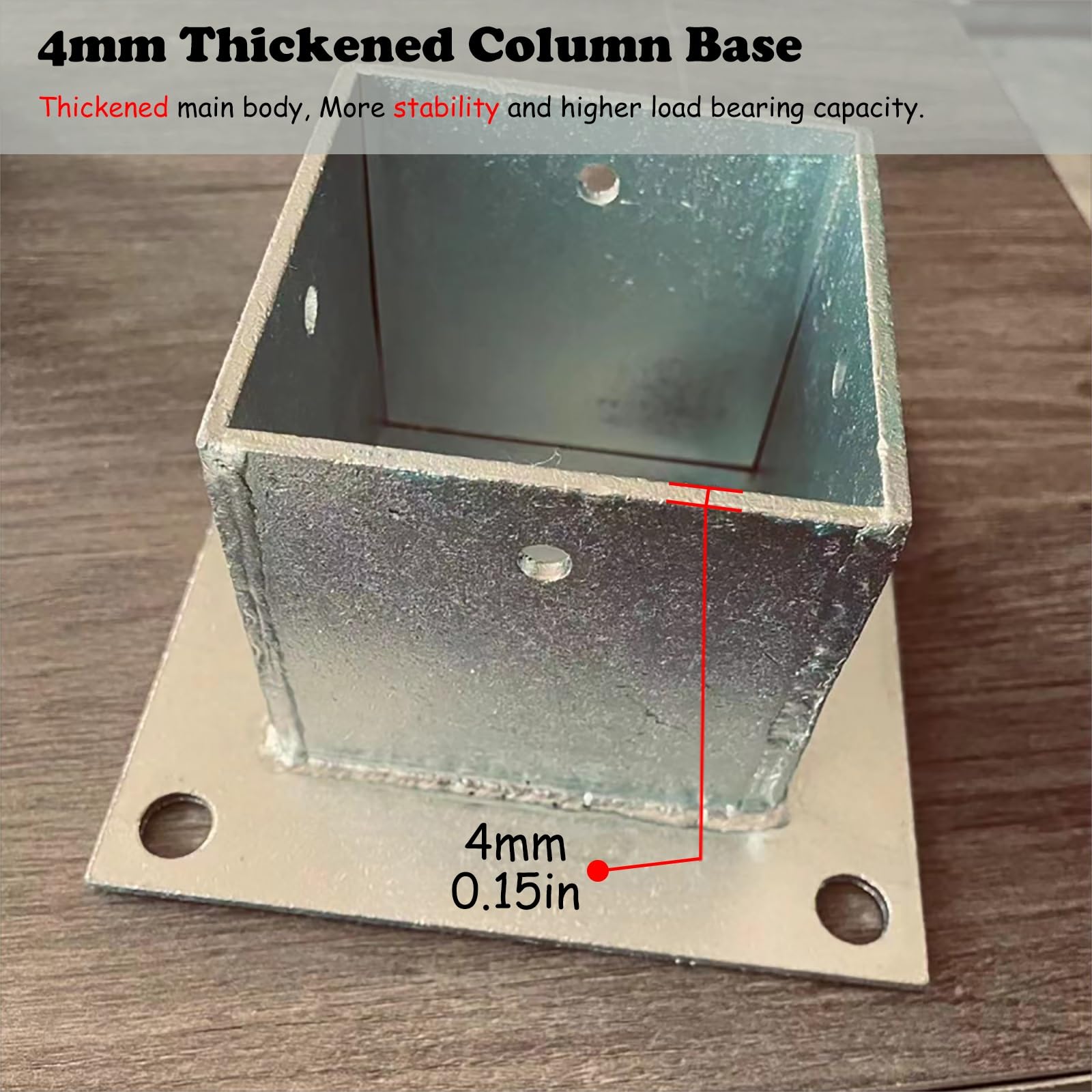 Protector de poste de hierro galvanizado resistente para barandilla de Pera & Deck/Porch, base de hormigón para una mayor estabilidad y durabilidad de la valla, ideal para uso en exteriores.