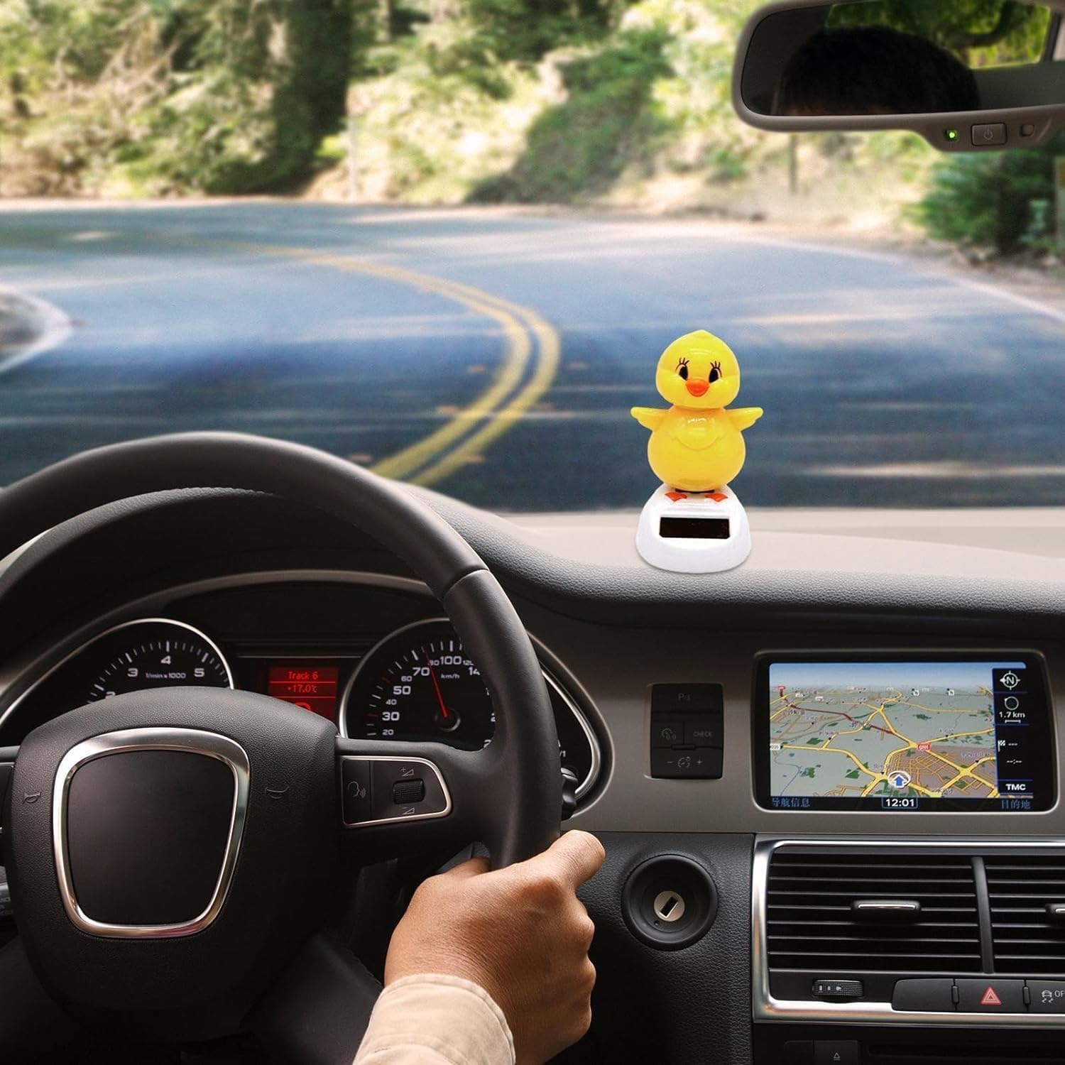 Solar Powered Dancing Chick Car Charm - Yellow Bobblehead Chicken Ornament | Fun Dashboard Decor With Solar Animation