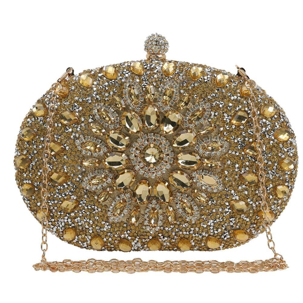 Sanfly Ladies Sparkling Evening Handbag Glittering Women's Flower Evening Bag Classic Wedding Party Shoulder Bag