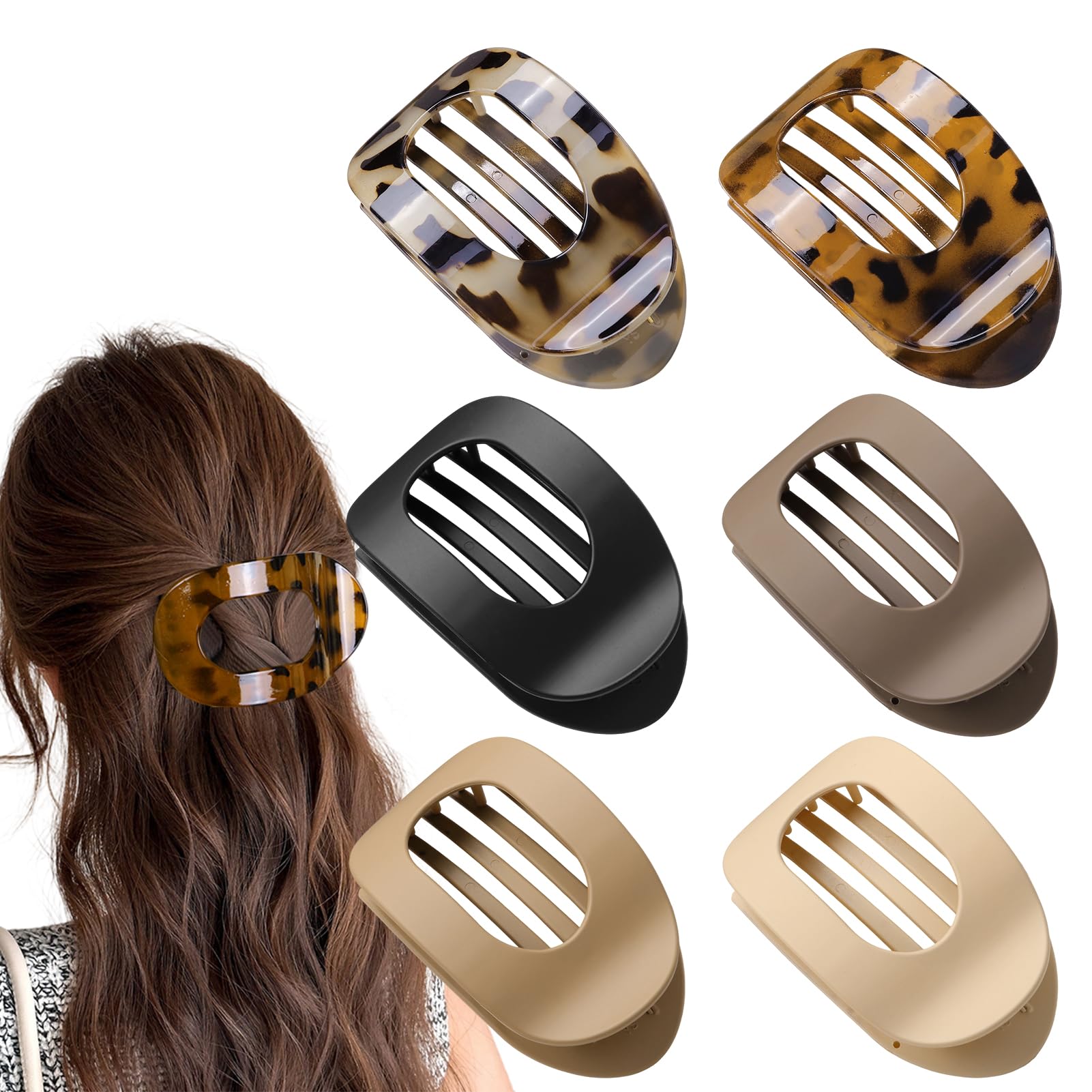 Moerstar 6 Fermagli Fermagli per Capelli Donna, Mollette Capelli Donna Elegante, Leggeri, Comodi, Antiscivolo per Capelli Spessi e Sottili (Stile4)
