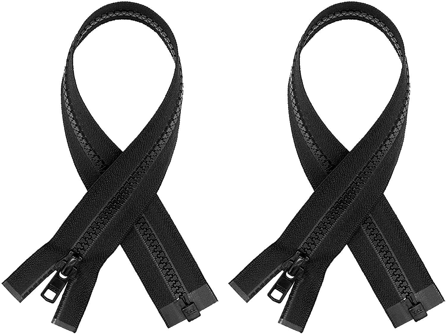 #5 Molded Black Vislon YKK Separating Zippers - Automatic Lock Slider - Made in The United States (2 Pieces Per Pack) (30" Inches)