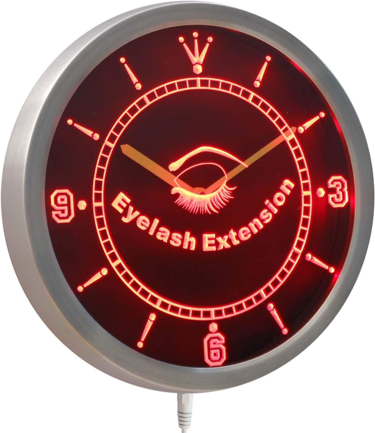ADVPRO nc0380-r Eyelash Extension Beauty Salon Neon Sign LED Wall Clock