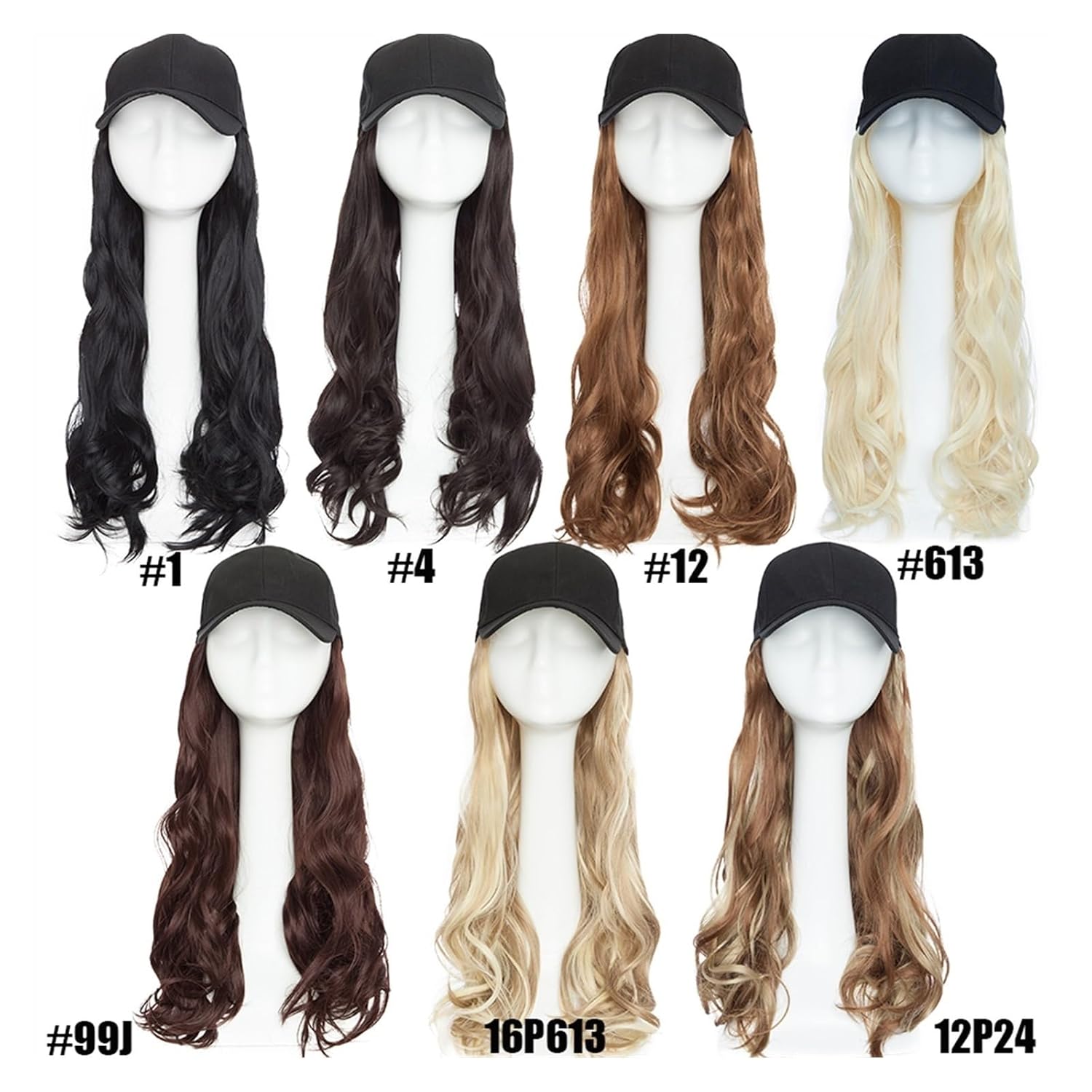 GSOUL Hat with Hair Synthetic Baseball Cap With Hair Long Wavy Hat Wig Extensions With Natural Hairpiece For Women