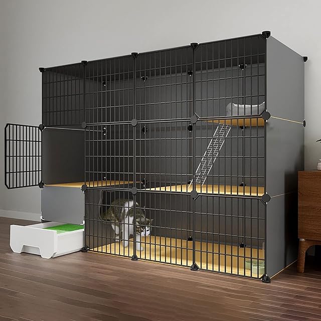 Jaula para Gatos de Interior con Caja de Arena, recintos para Gatos, casa para Gatos