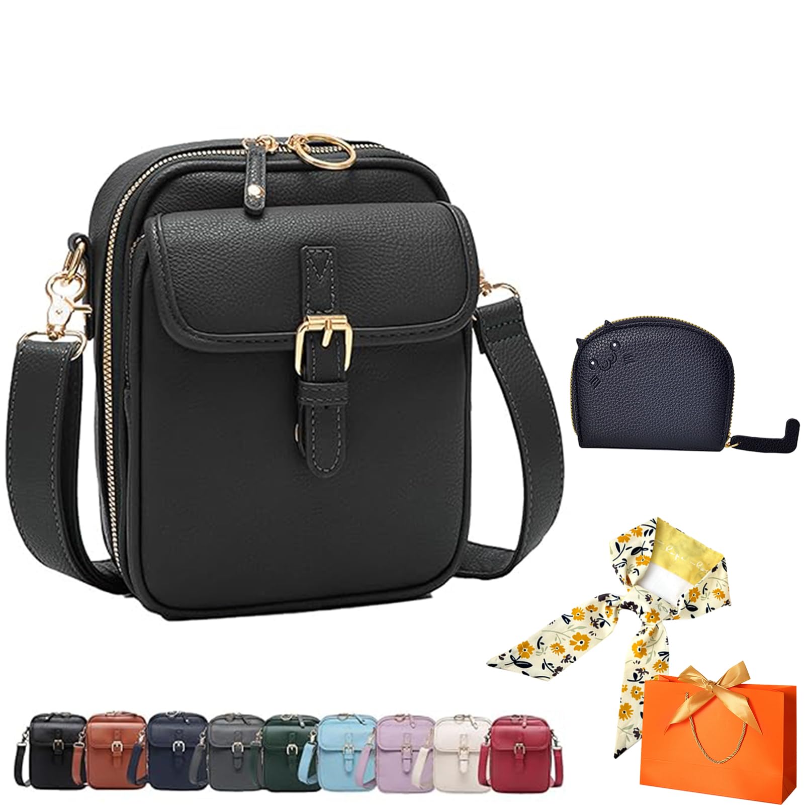 Crossbody Leather Bag, Anti-Theft Vintage Shoulder Bag Purse