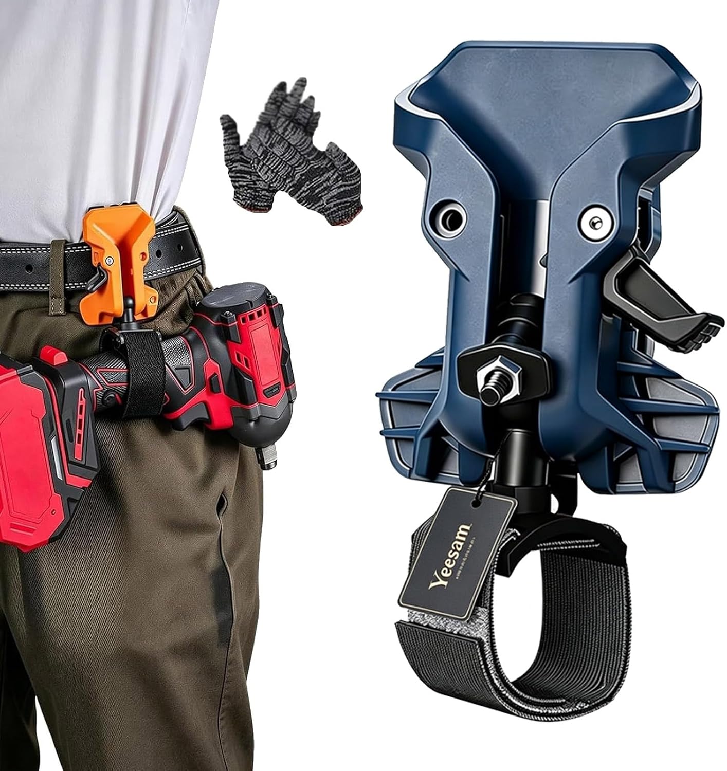 Portable Self-Locking Power Tool Holster, Quick Release Drill Belt Clip Tool Belt Holders Hammers Universal Waist Hanging Automatic Safety System Elastic Strap Duty ABS Steel Hook Cordless Driver