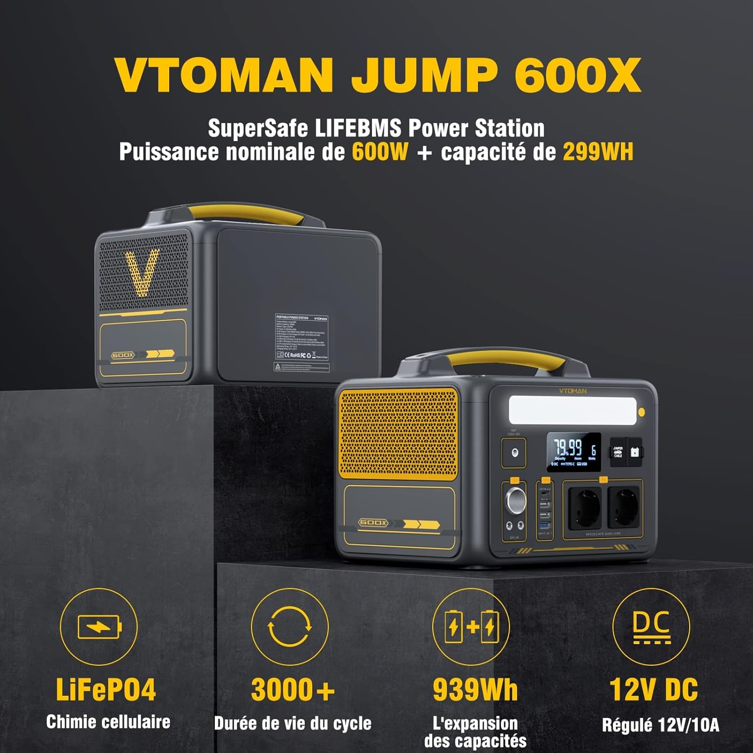 VTOMAN Jump 600X Station électrique Portable 600W - 299Wh Generateur