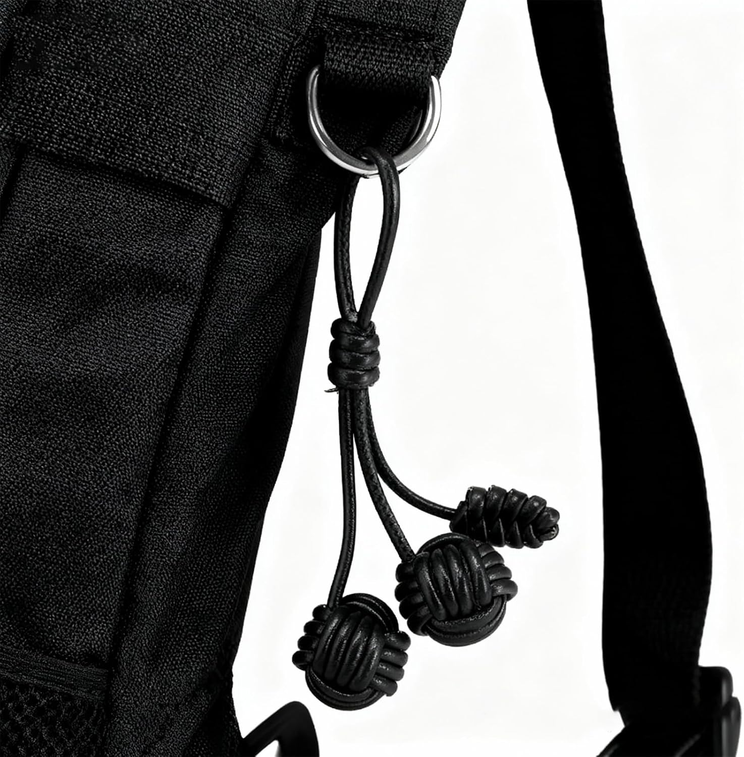 Black Bag Charm Leather Purse Charms for Handbags Braided PU Leather Rope Knot Keychain Women's Keyrings & Keychains - Image 2