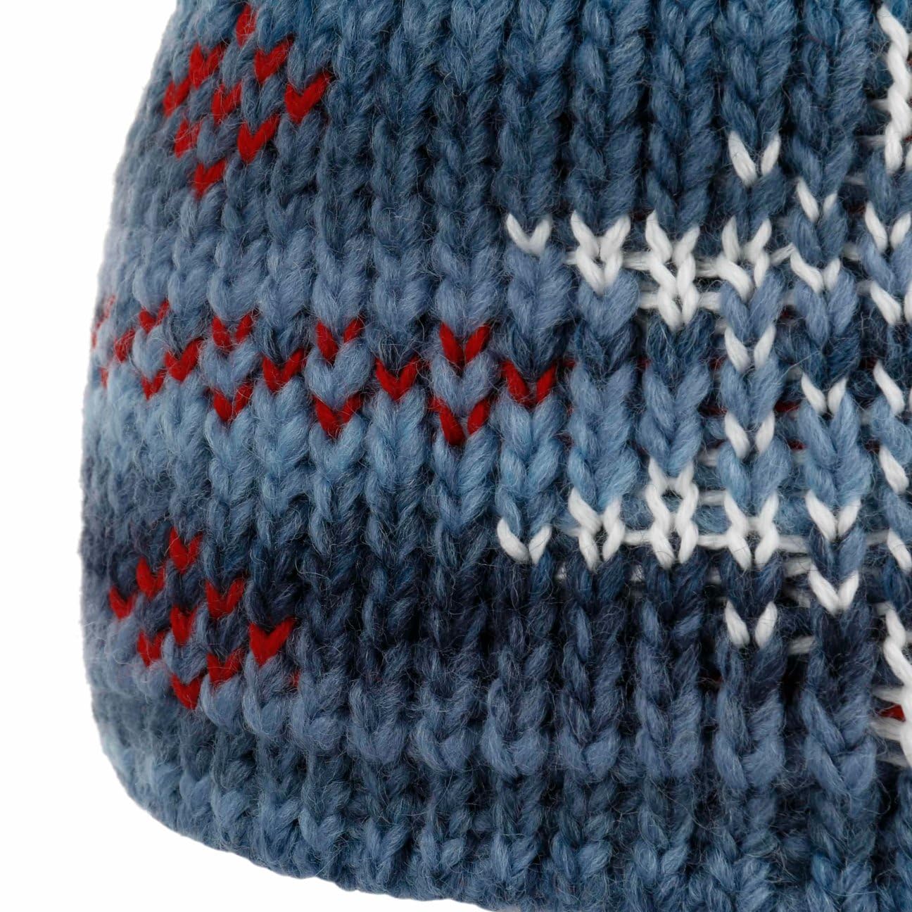 Eisbär IKE Pompon Beanie Mütze Strickmütze Wollmütze Wintermütze Damen/Herren - Made in the EU mit Umschlag, Umschlag Winter Herbst-Winter