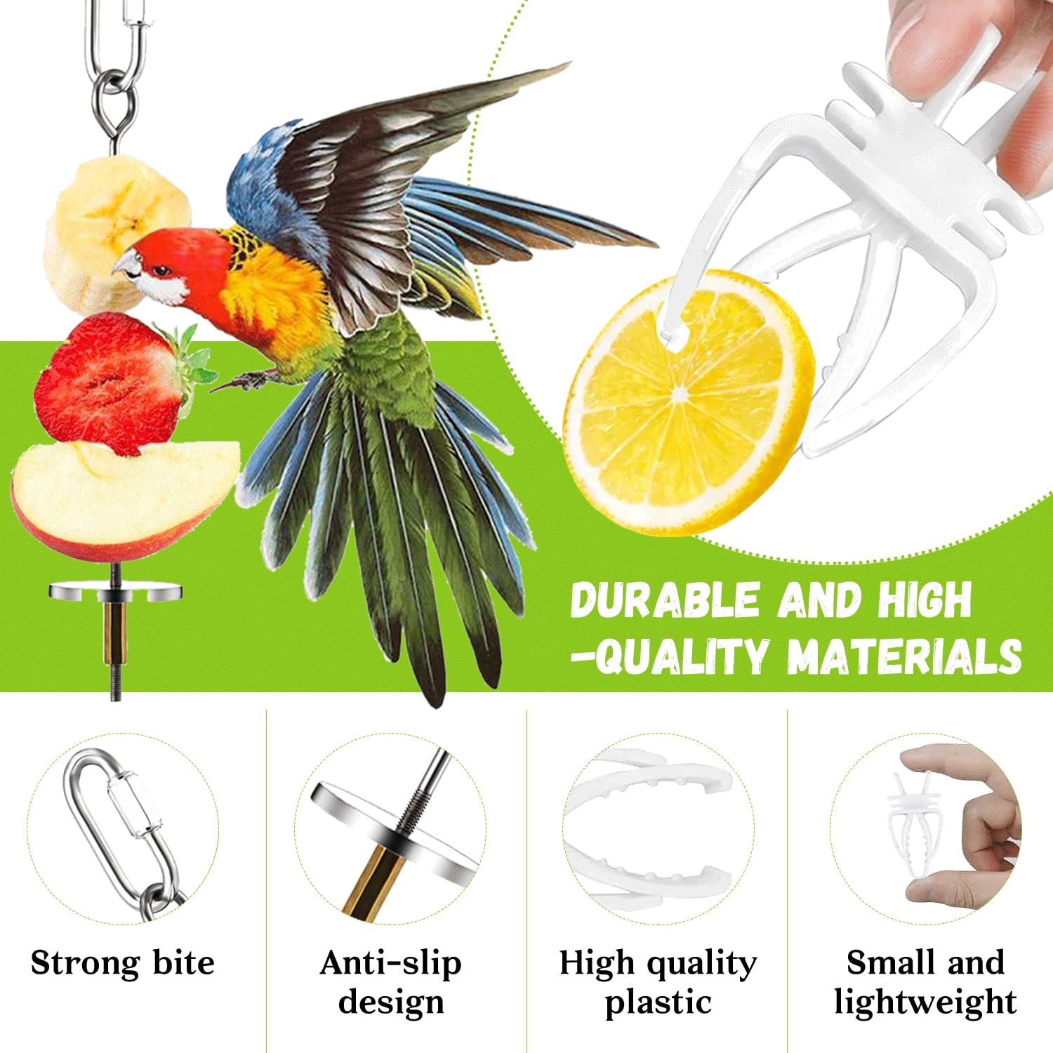 6 PCS Bird Treats Skewer, Parakeet Hanging Food Holder, Stainless Steel Fruit Vegetable Stick Holder, Cockatoo Cockatiel Cage Treating Tool, Hanging Foraging Bird Toys