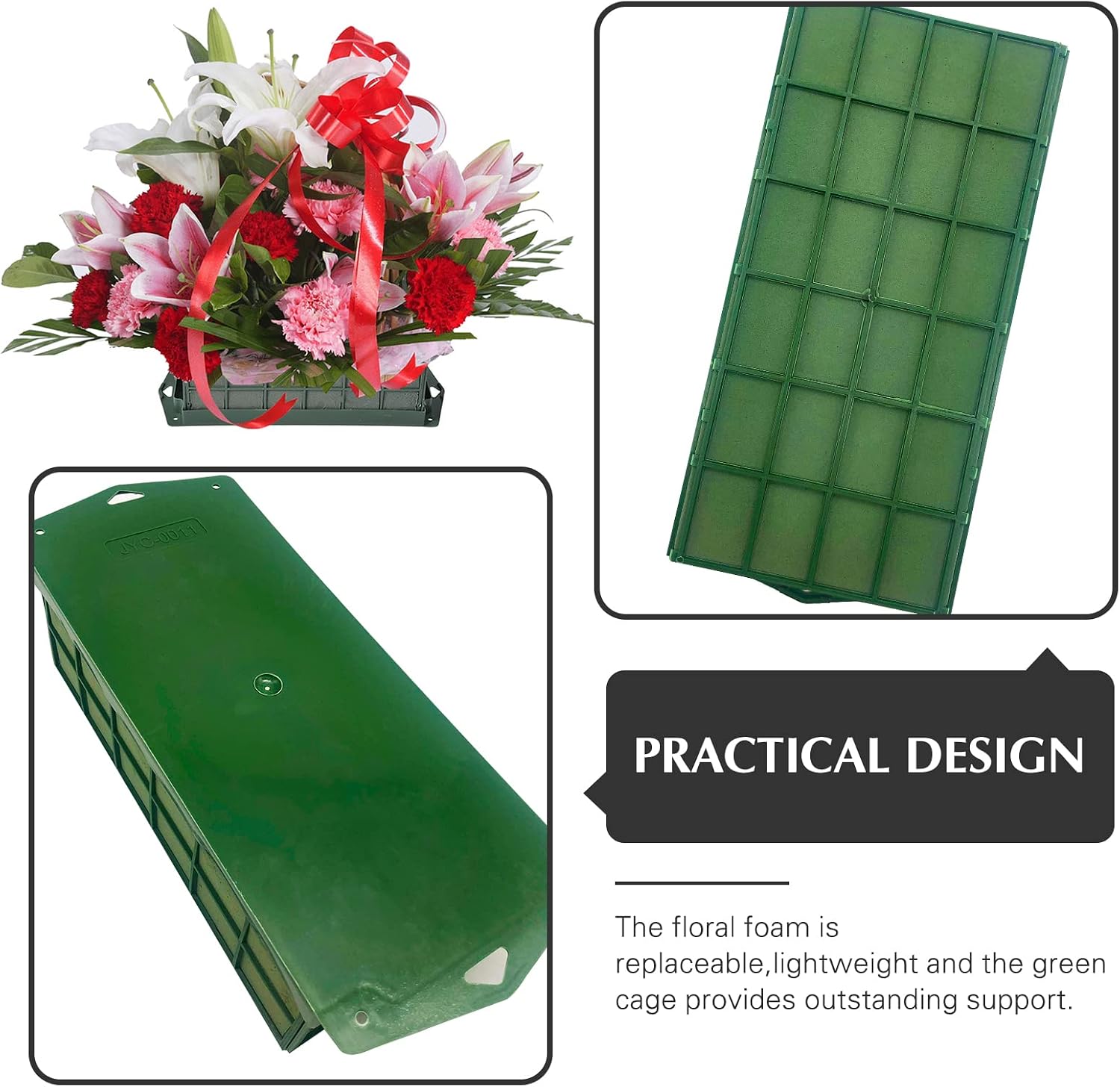 2 Pieces Floral Foam Cage, Flower Arrangements Supplies With Rectangle Holder, Bricks for Fresh Flower Wedding Holiday Decorations
