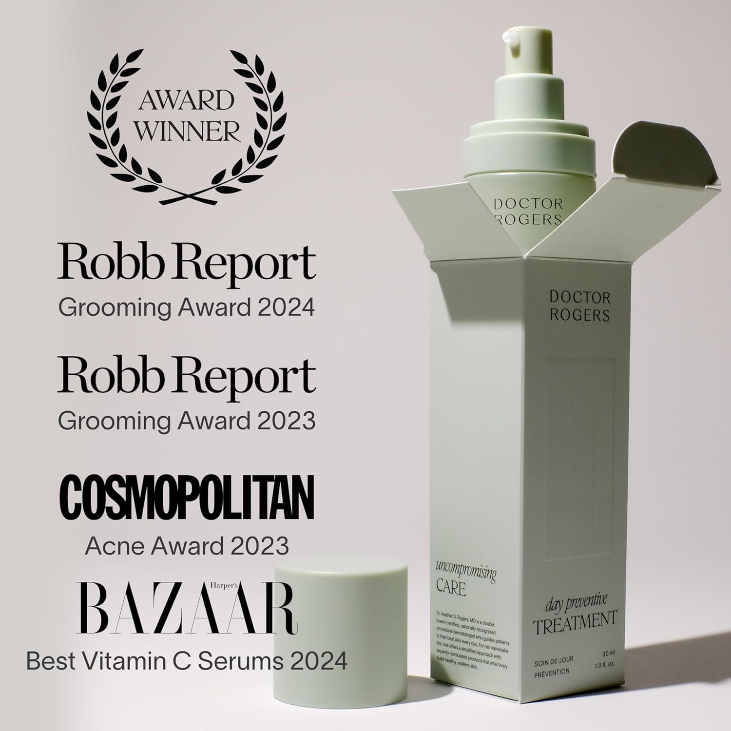 Doctor Rogers Day Preventive Treatment REFILL. Restoring & Hydrating Anti-Aging Face Serum with Glycolic Acid, 1 Ounce (30 ml)