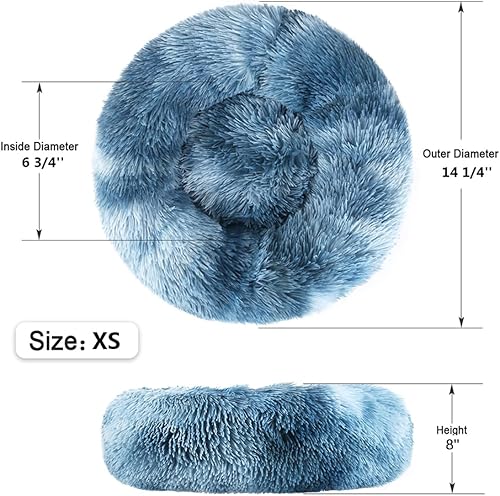 Miniatura 4 de NOYAL cama de dona para perro o gato, suave cojín de felpa, antideslizante lavable a máquina, cama calientita para mascotas, mejora el sueño de los