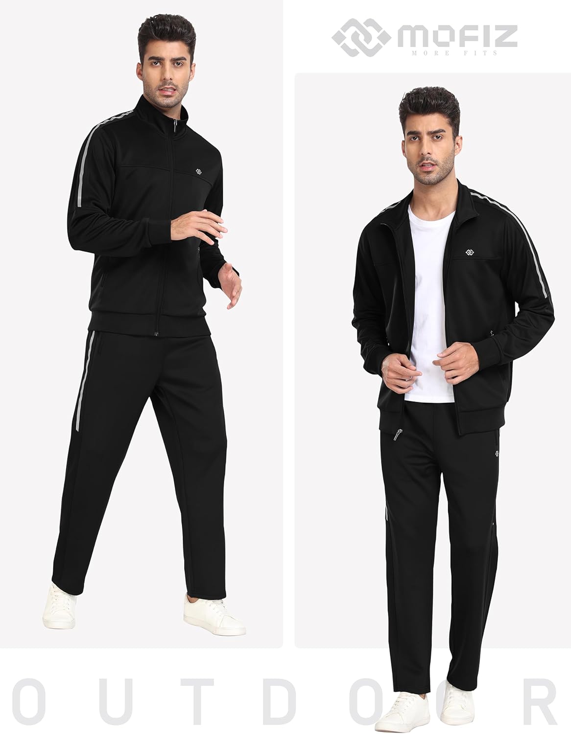 MoFiz Tracksuit Sweatsuits for Men Full Zipper Long Sleeve Jackets and Pants Two Piece Tracksuits for Athletic Casual - Image 2