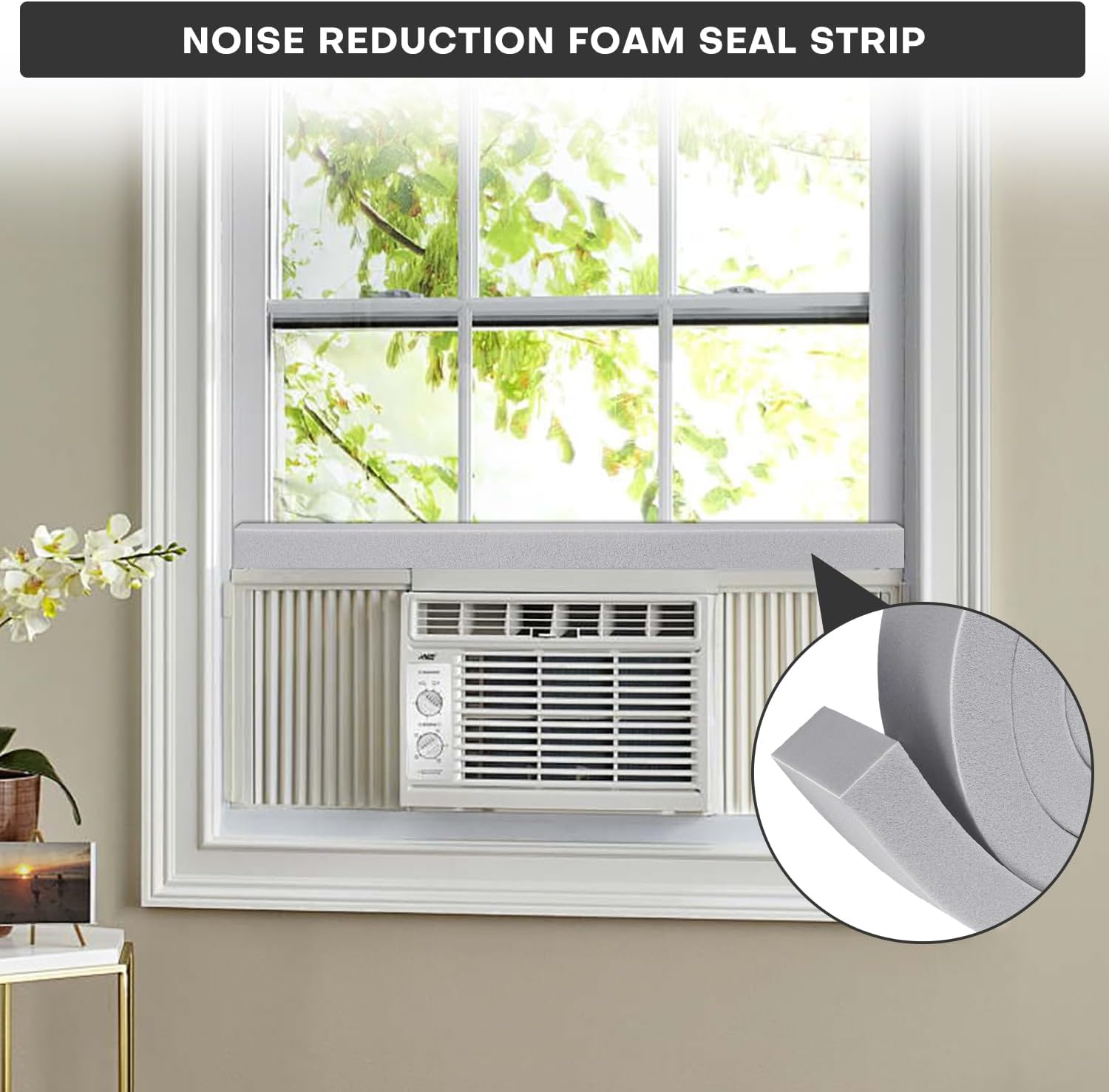 AC Window Seal Kit with Adhesive - 4Pcs Gray Foam Insulation Strips 2"x1"x6.5Ft,Air Conditioner Foam for Window Units, Energy Saving & Dustproof