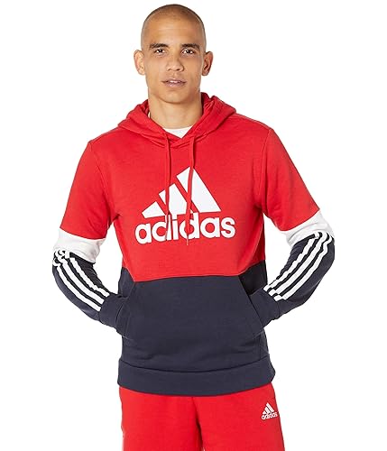 Color-Block Pullover Hoodie Scarlet/White Large