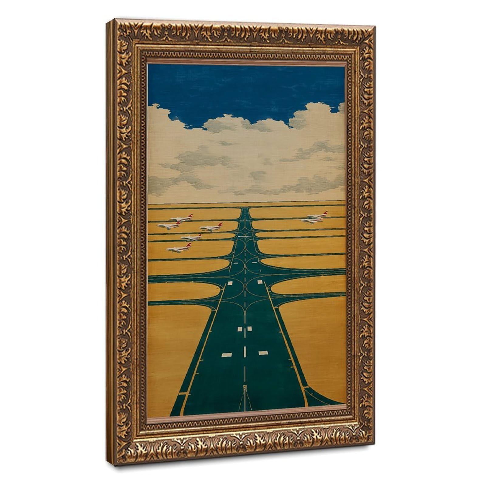 AYINUER Airport Runway Airplane Cloud Sky Poster Canvas Poster for Office Decor Gift