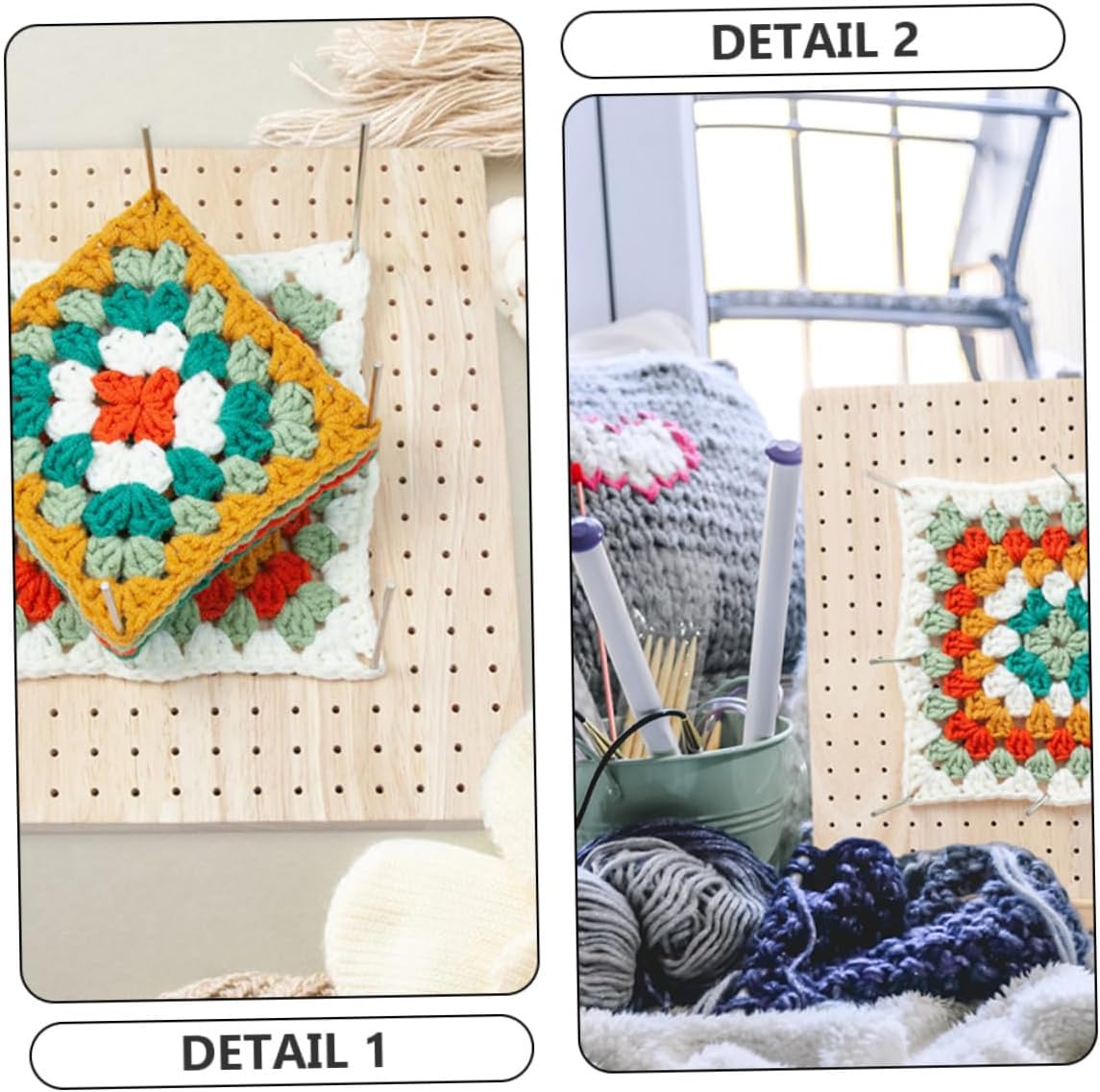 TEHAUX 1set Crochet Positioning Board and Blocking Board for Knitting Crafts Wooden Blocking Plate for Yarn Projects for Beginners and Professionals