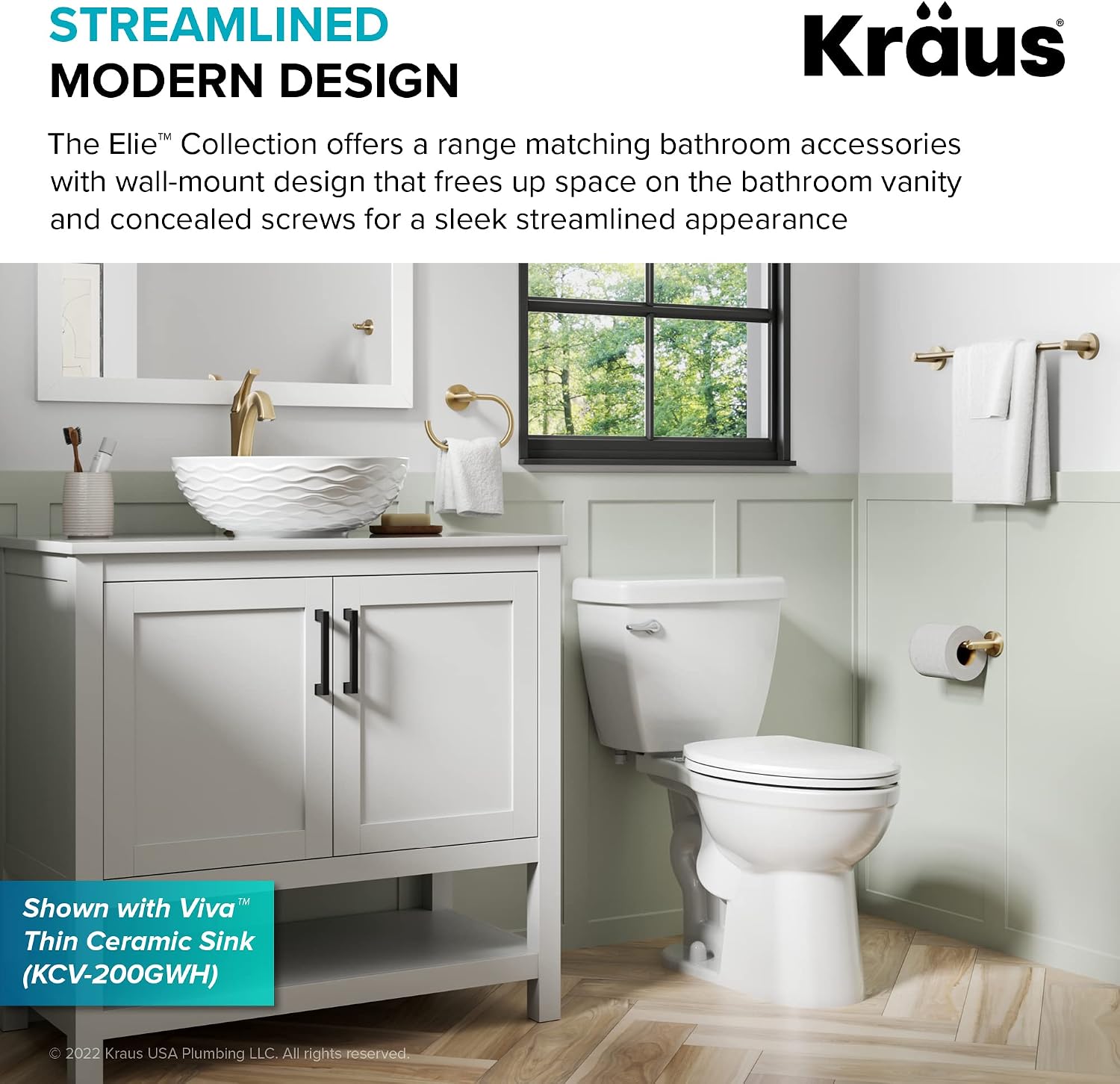 Kraus Elie Glass Bathroom Corner Shower Shelf with Rail in Brushed Gold, KEA-18846BG