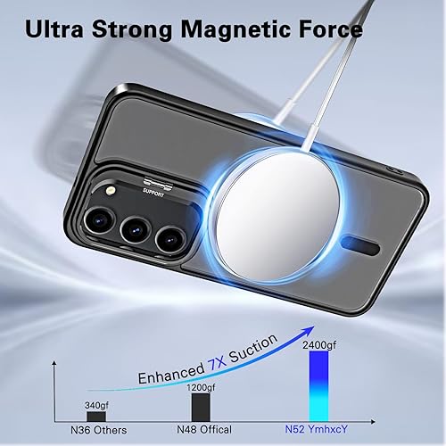 Miniatura 4 de YmhxcY Funda para Galaxy S23 FE, compatible con MagSafe, protección de grado militar, soporte integrado con protector de cámara, funda transparente