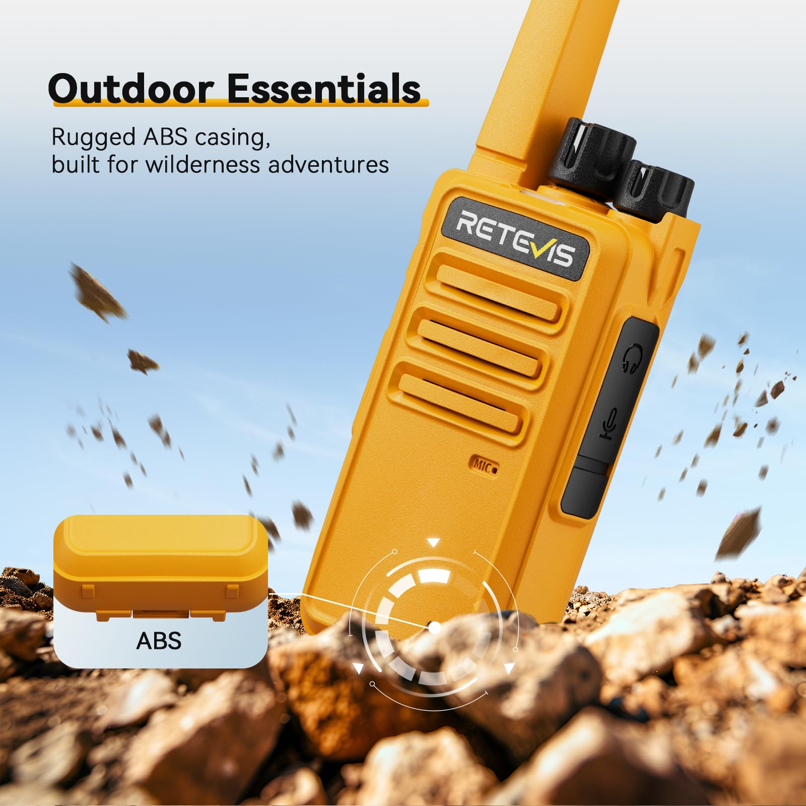 Retevis RT45 Walkie Talkie con RT668 Robusti Woki Toki con Auricolare | PMR446 Walkie Talkie Ricaricabili, VOX 16 Canali Torcia, Portatile Walky Talky Professionali per Campeggio Viaggio Esterni