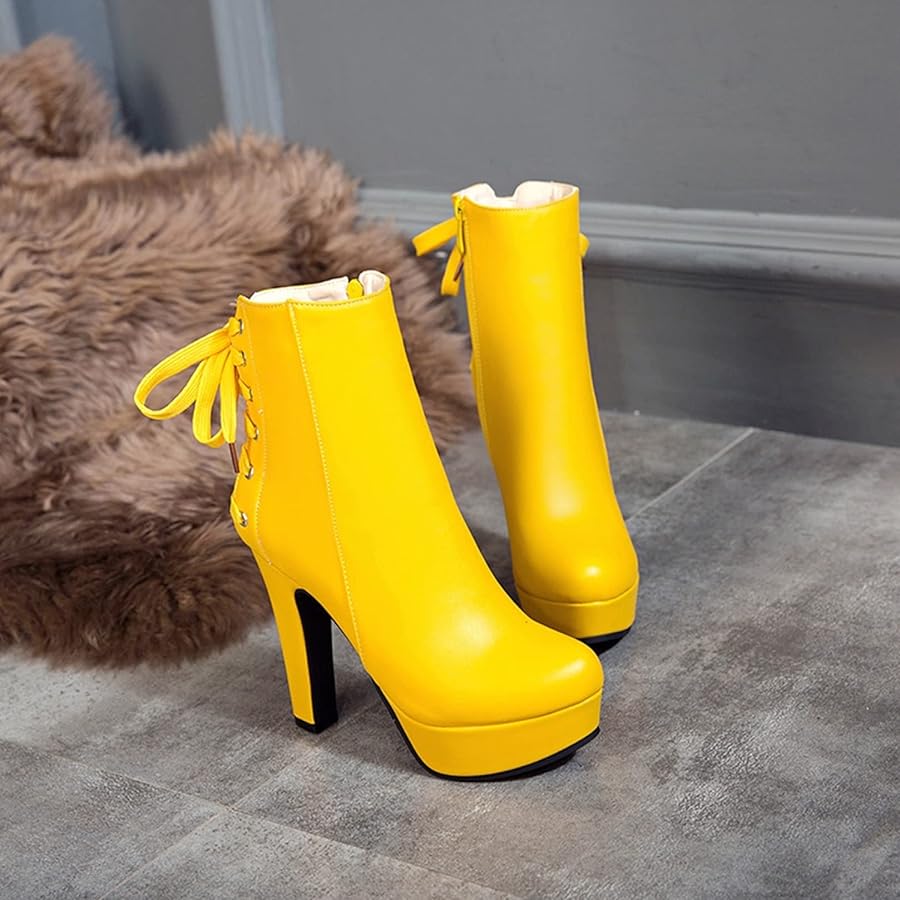 yellow boots 厚底　ヒール　ギャル Amazon | [イグル] レディースブーツ ショートブーツ 太ヒール 厚底