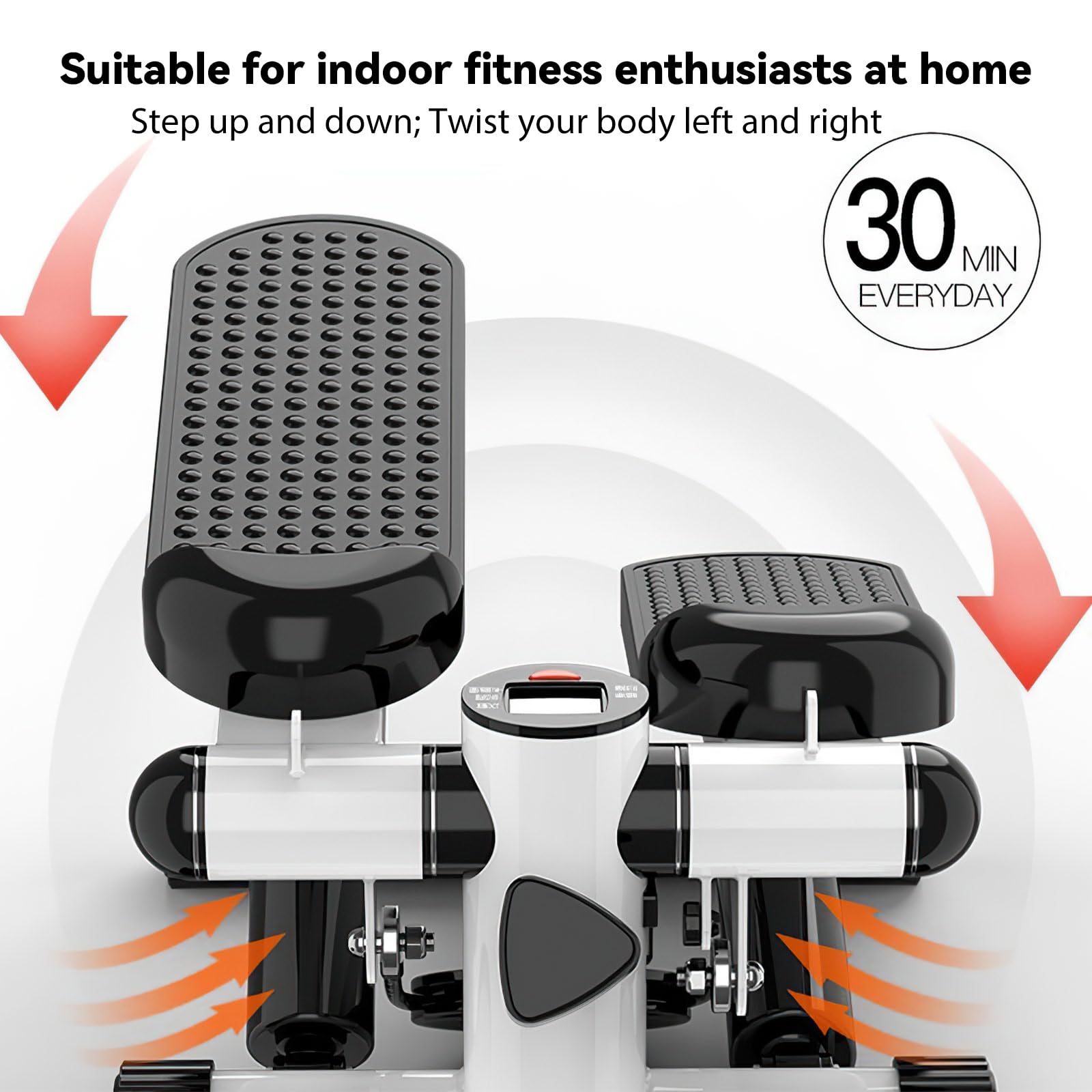 Mini stepper fitness con contatore LCD e 2 cinghie estensibili
