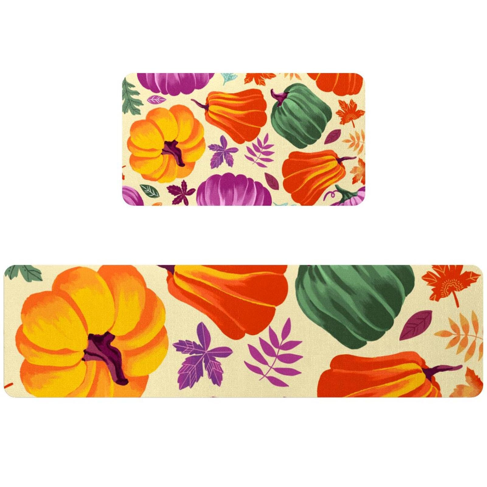 Tapis de cuisine lavables et antidérapants lot de 2 citrouille orange