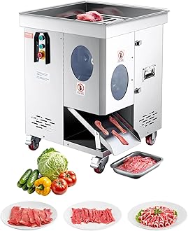 VEVOR 1100W Meat Slicer, 1102 lb/h Commercial Meat Cutting Machine, Stainless Steel, 5 mm Thickness, Detachable Blades, Electric Food Slicer for Kitchen Restaurant Supermarket