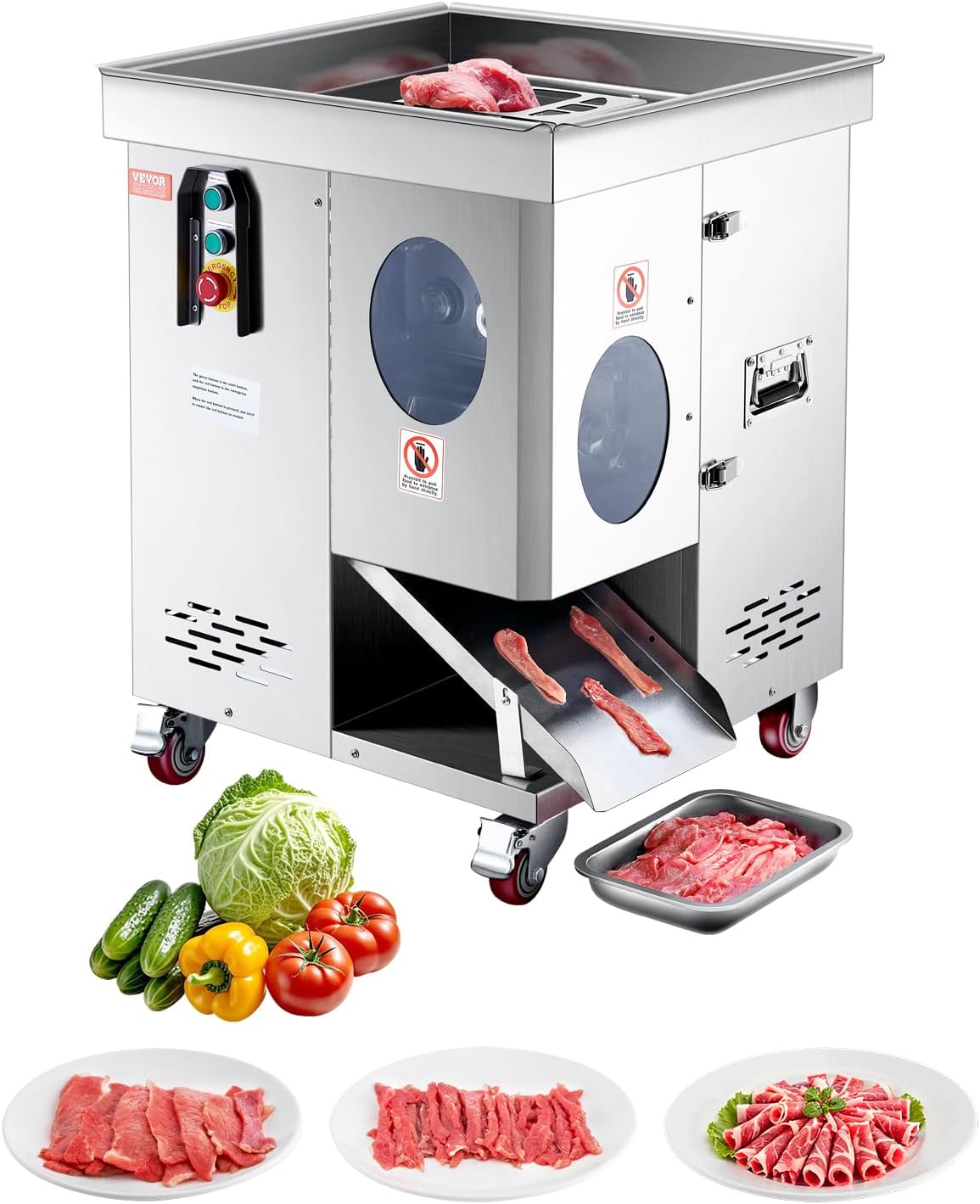 VEVOR Meat Cutter Machine, 1100W Meat Slicer, 1102 lb/h Commercial Meat Cutti...