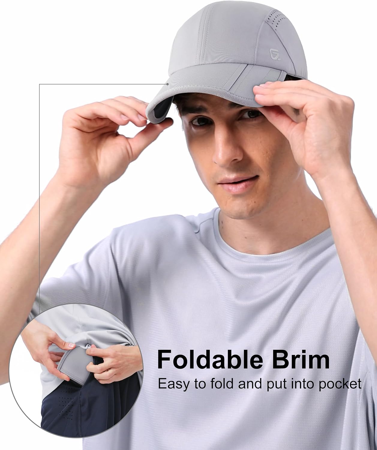 GADIEMKENSD UPF 50+ Foldable Sport Cap, Breathable and Reflective, Unisex Design for Golf, Tennis, Running and Travel image 3