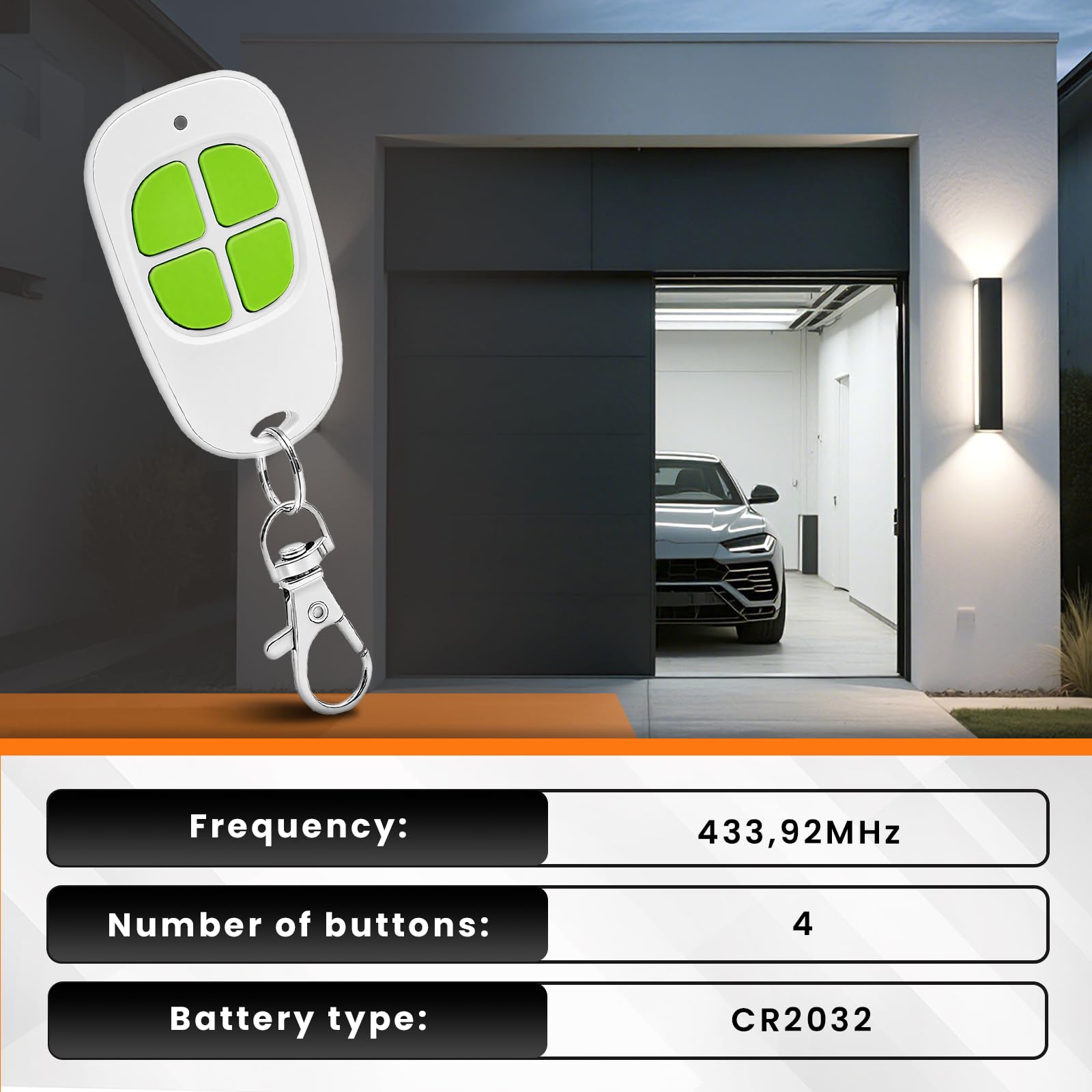 433,92 MHz Télécommande,AAM0094 AAM0121 AAM0135 AAM0133 AAM0085 Telecommande Portail, 4 canaux Bip Portail Porte De Garage,Lot de 2 - 5