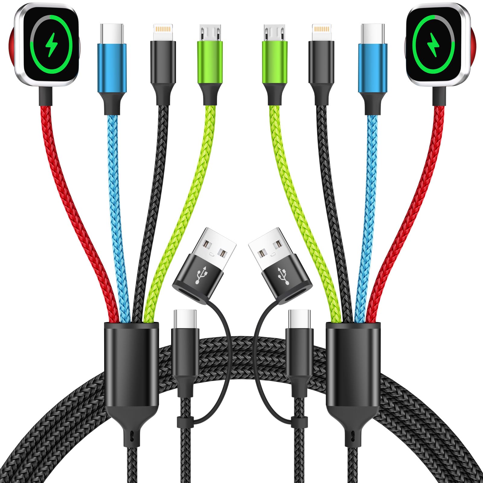 Photo 1 of Firsting Travel Essentials 4-in-2 Multi Charging Cable with iWatch Charger, 2Pack 5FT Nylon Charging Cords, USB C/USB A Phone Charger Cord for iPhone 17-5, iPad, Galaxy S25-S21, Cruise/Car/Home Use