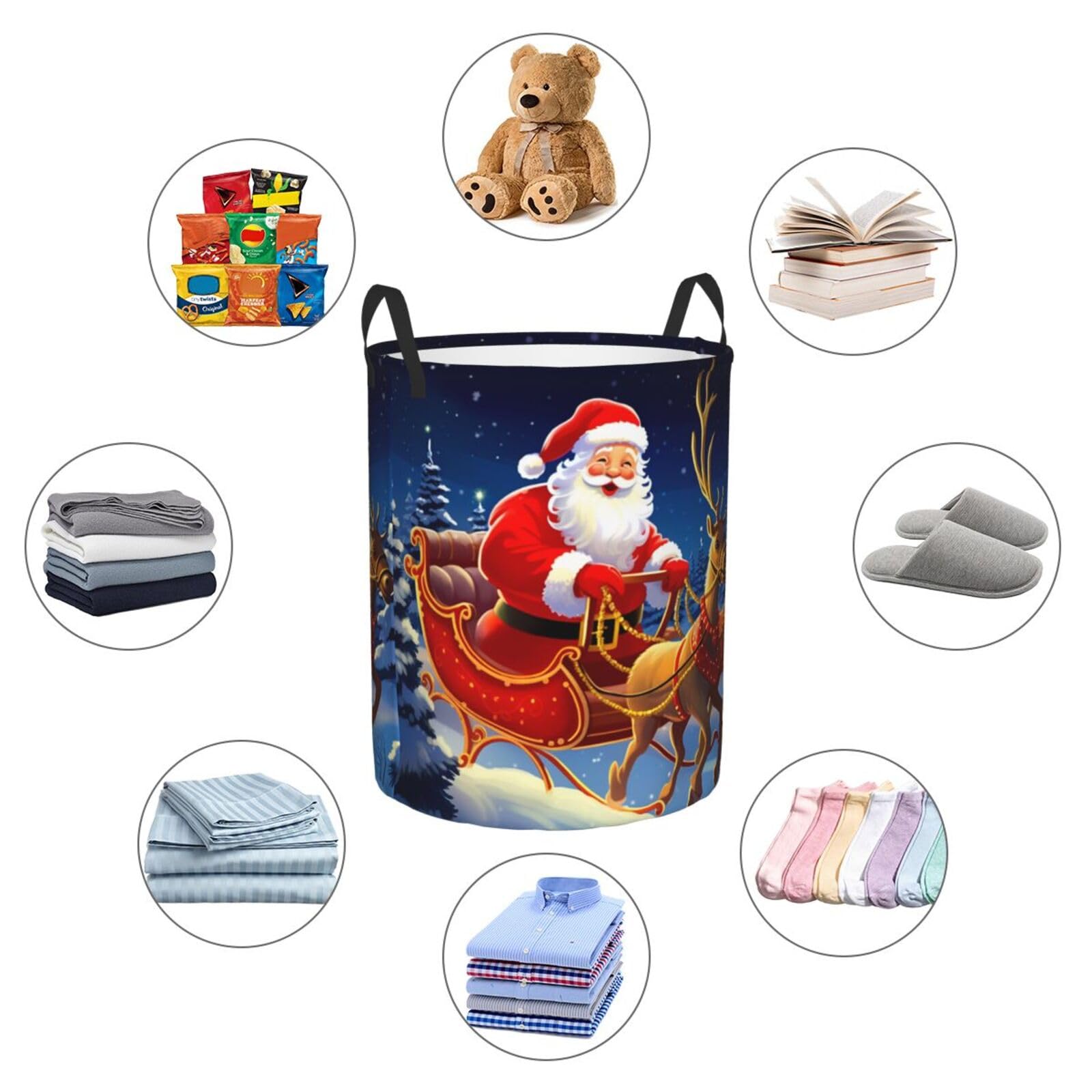 Wasmand Waterdichte Wasmand Opslag Kleding Tas Gouden Pailletten Sparkle Circulaire Mand met Handvatten Vuile Kleding Mand Draagbare Opbergbak Organizer voor Slaapkamer Klein