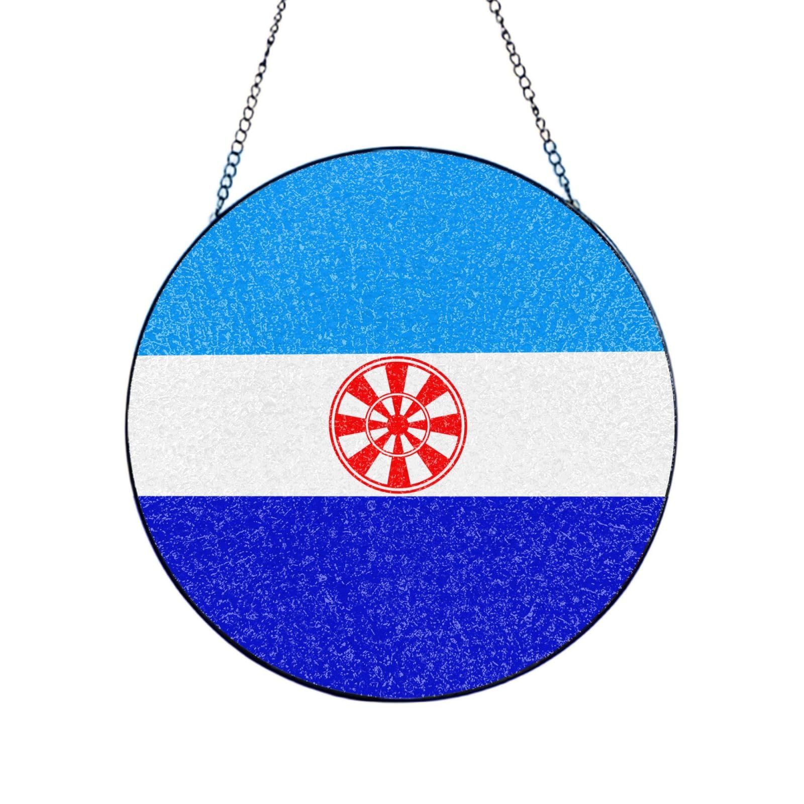 Poezjzw Stained Glass Window Hanging - Ewenke National Flag Sun Catcher For Door Garden Home Decor Christmas Mother'S Day Birthday Gifts 6in（15cm）