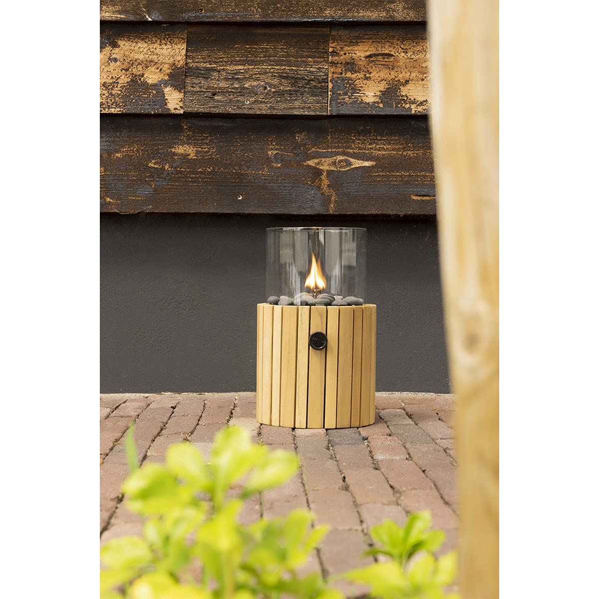 Cosi alcance Linterna de gas madera - acero/teca - 18 x 18 x 30 cm - marrón