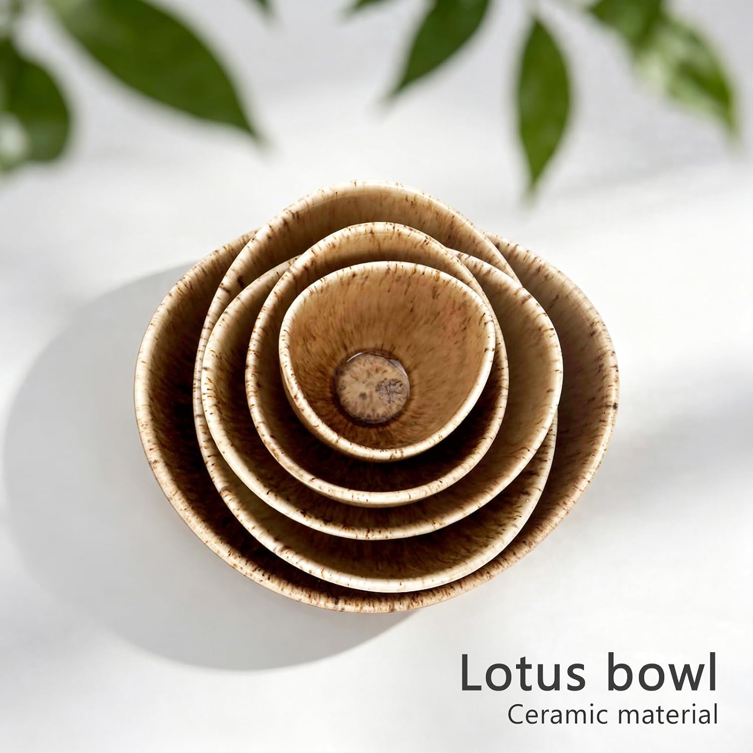 Notakia 5Pcs Ceramic Salad Bowls Set Lotus Shaped Porcelain Serving Bowls