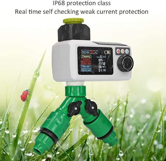Solar Smart Water Timer, Solar Powered Hose Timer Automatic Drip Irrigation Kit for Outdoor Garden Lawn Irrigation System, Programmable and Rain Detection