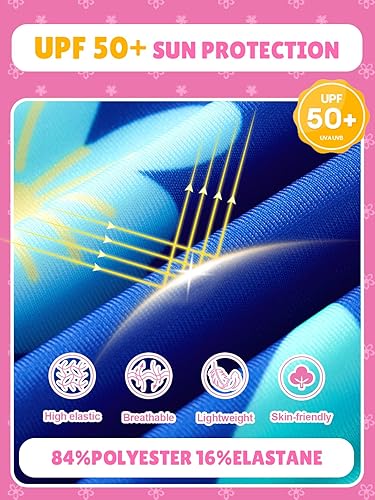 Miniatura 2 de Angel season Trajes de baño de manga larga para niñas, traje de baño de una pieza con protección contra erupciones, UPF50+ para niños pequeños, con