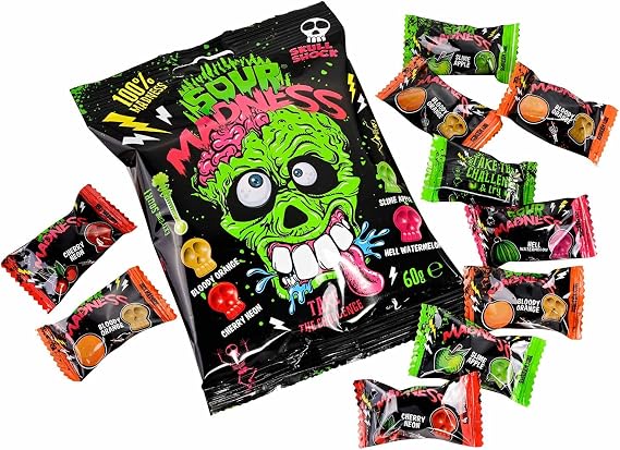 Sour Madness Skull Shape Candy Extreme Sour Take The Challenge 60g (Imported)