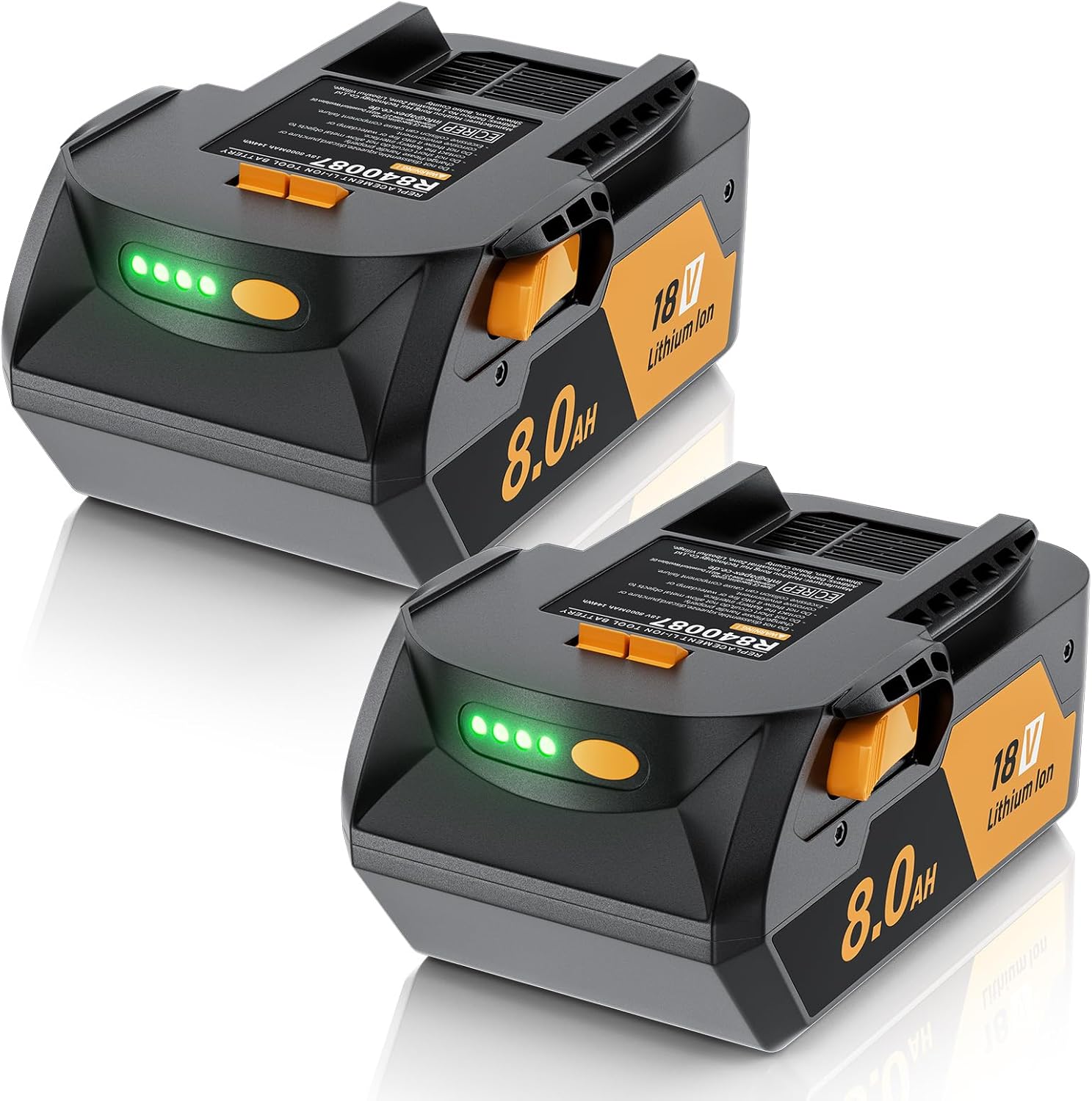2 Pack 8.0Ah 18V Battery Replacement for Ridgid 18V Battery Compatible with R840087 R840086 R840085 R840083 R840089 AC840085 AC840086 AC840087P AC840089 Cordless Tools