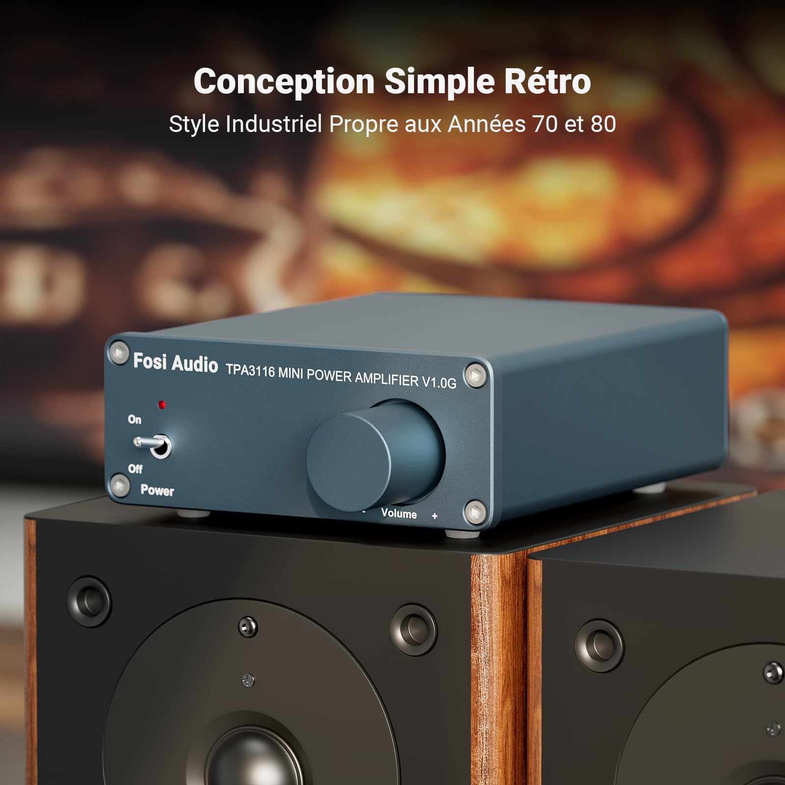 Fosi Audio V1.0G Amplificateur Audio 2 Canaux, 50 W x 2 Mini Amplificateur Stéréo Hi-Fi, Amplificateur de Puissance TPA3116 Intégré Classe D avec Contrôle pour Home Cinéma