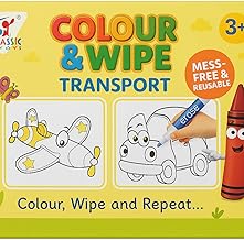 Fun4you Colour & Wipe Activity Set, Fruits & Transport Themes, Reusable Drawing Kit for Kids 3+, Mess-Free