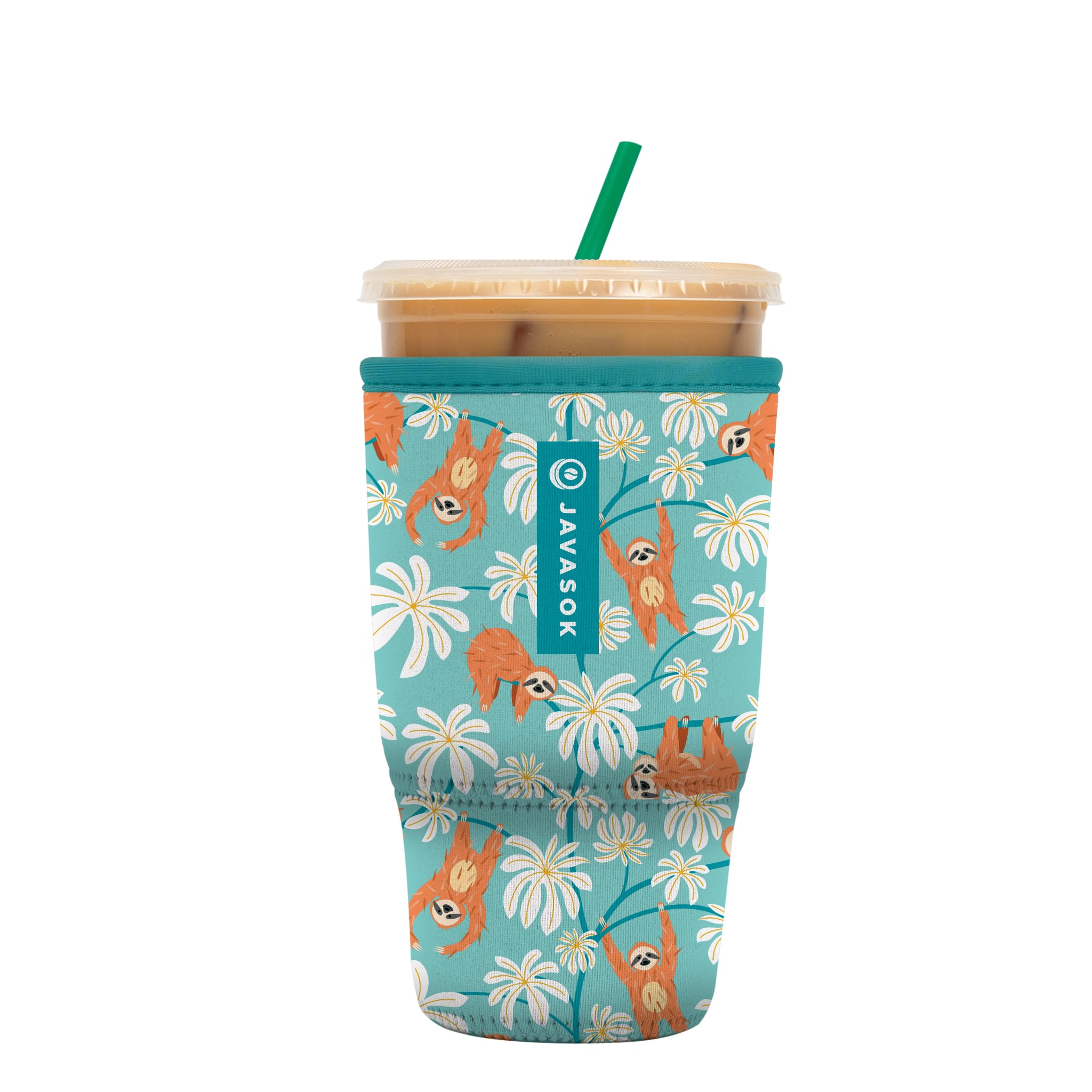 Sok It JavaSok Iced Coffee &amp; Cold Soda Insulated Neoprene Cup Sleeve (Slothing Around, Large: 30-32oz)