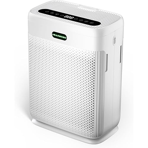 Smart Air Purifiers for Home Large Room up to 2250sq.ft, PM2.5 Air Quality Display, H13 HEPA Air Purifier for Home Pets,Hearbobo HEPA Double-Sided 8X Filters, Auto Mode Air Cleaner with Aromatherapy