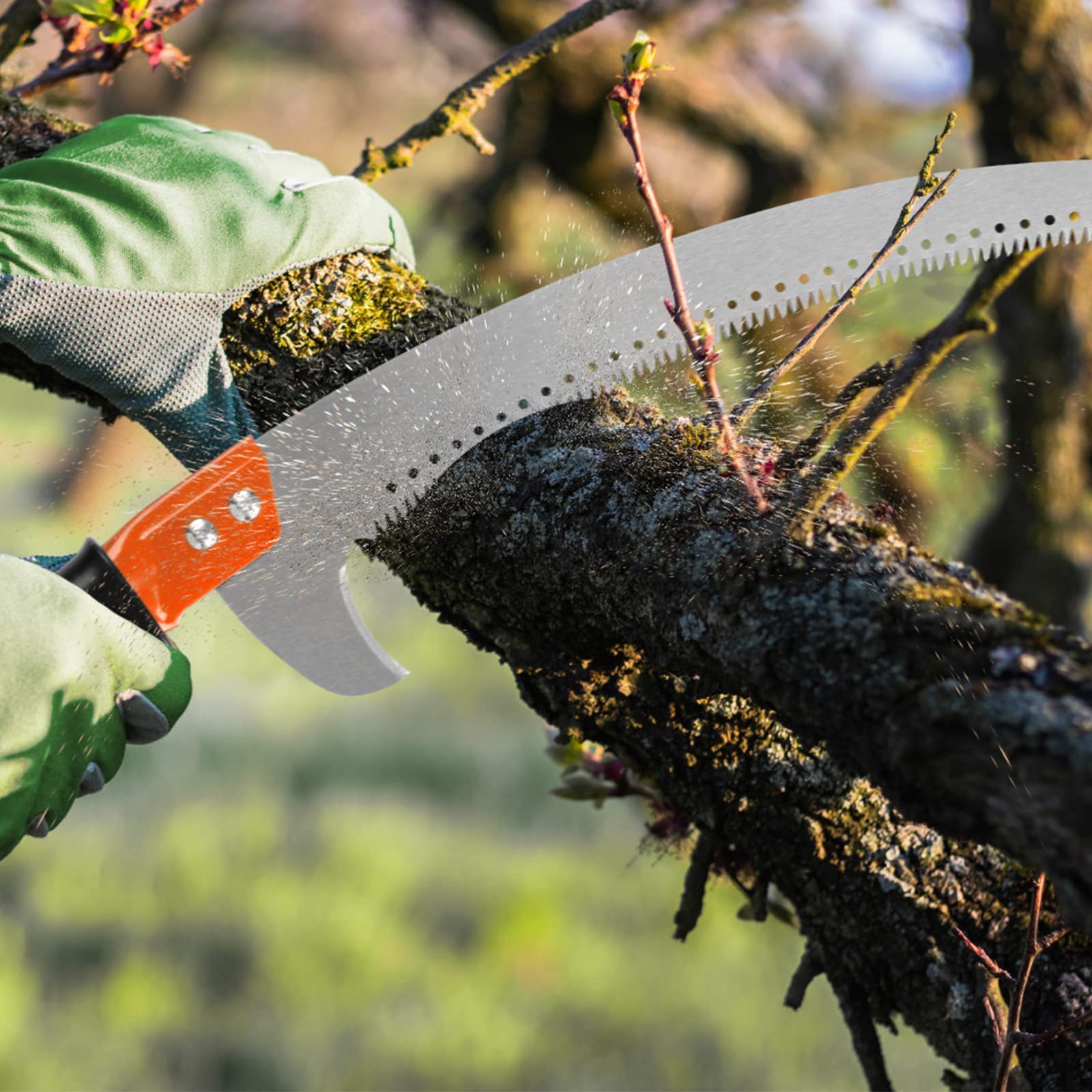 Walensee Scie à perche pour taille d'arbre, 4,2 m, légère et manuelle en acier inoxydable, extension de poteau haut, scie à perche avec lame pour débroussailleuse, branches, sécateur à perche pour