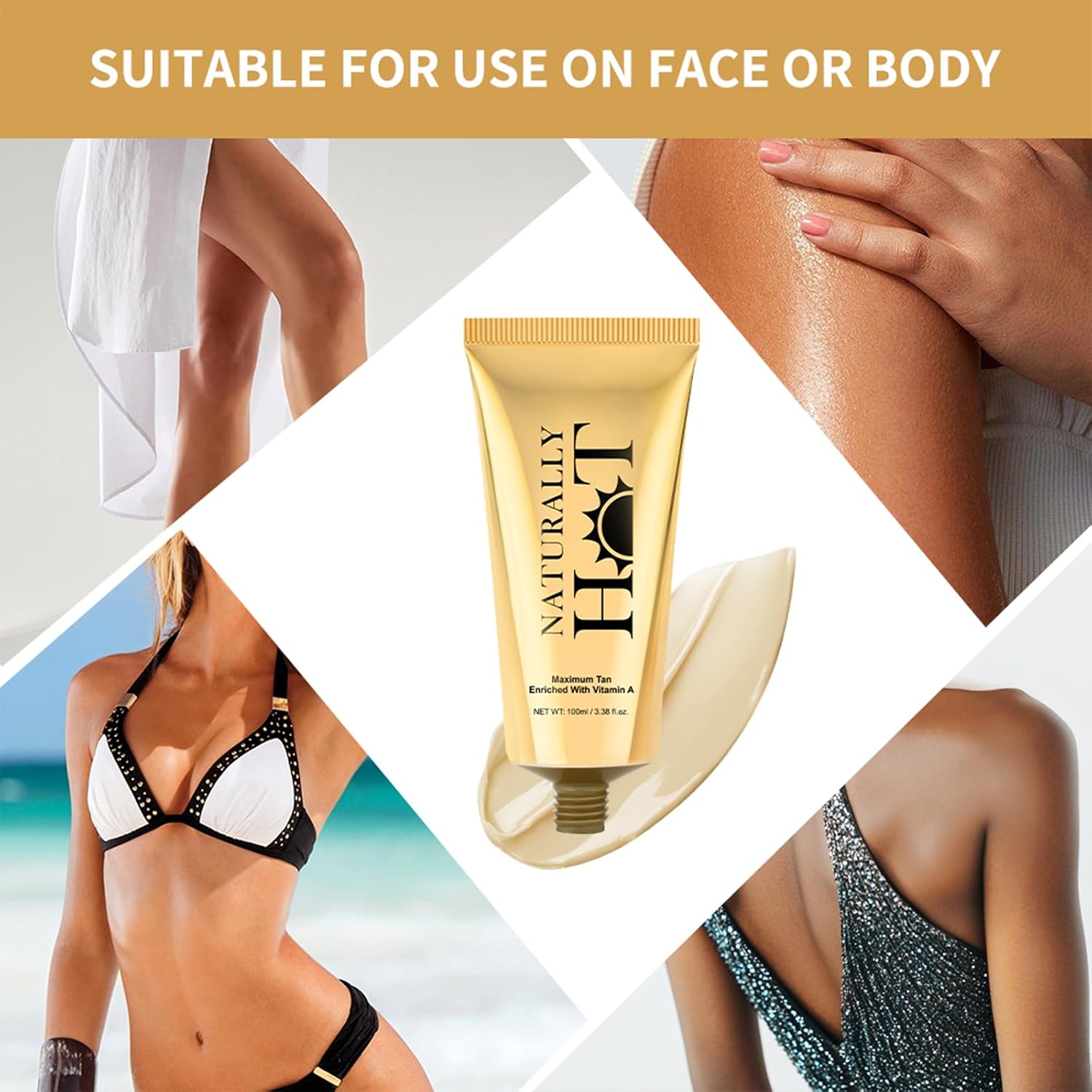 Tanning Lotion, Sunless Browning Lotion Body Bronzers Tanning Cream with Healthy Skin Tone Sun-Kissed Finish Leg and Body Makeup