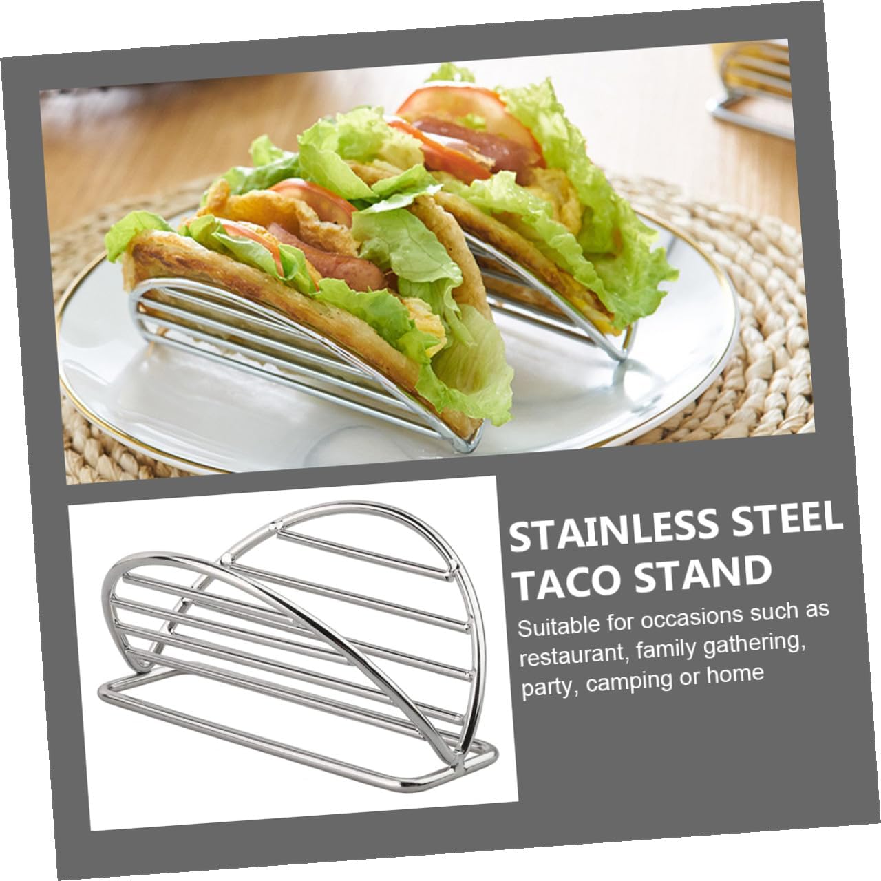 Stainless Steel Taco Rack for Mexican Rolls and Hot Dogs