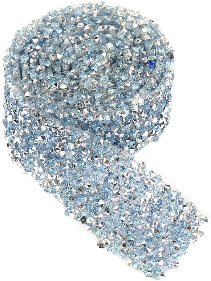 Smandye Diamond Rhinestone Mesh Wrap Roll, 1yard Length 1.2inch Width, Light Blue (Rhinestone, Mesh, Wedding, Birthday - Image 3