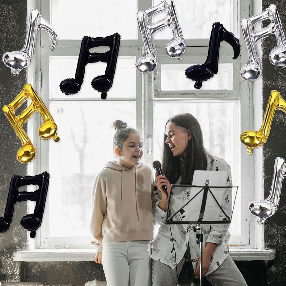 AnnoDeel 15pcs Music Note Foil Balloons, 16inch Color Music Note Mylar...